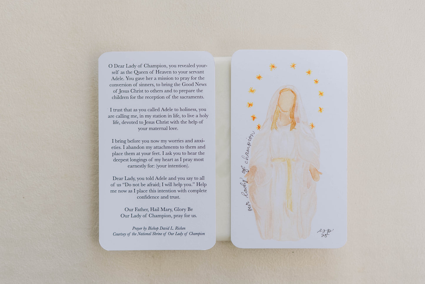 Our Lady of Champion Prayer Card