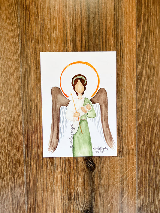 Green Guardian Angel - 5x7 Print