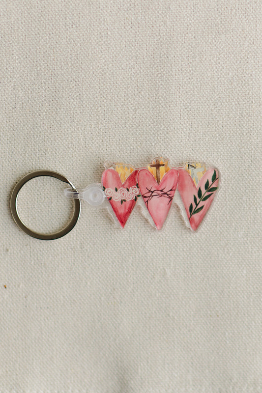 3 Hearts Keychain