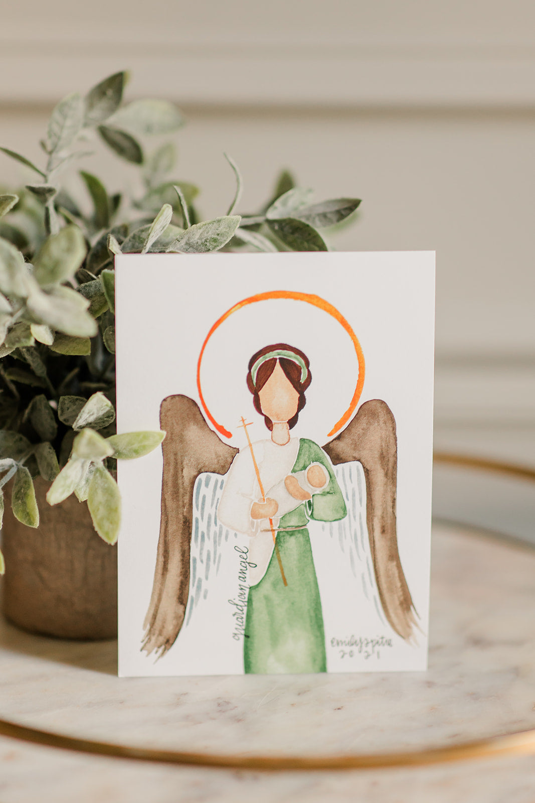 Green Guardian Angel - 5x7 Print
