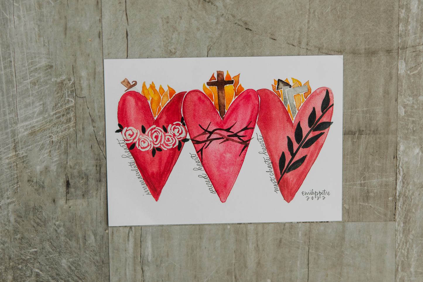 3 Hearts - 5x7 Print