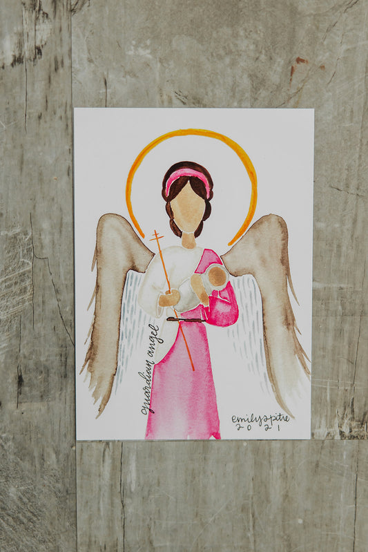 Pink Guardian Angel - 5x7 Print