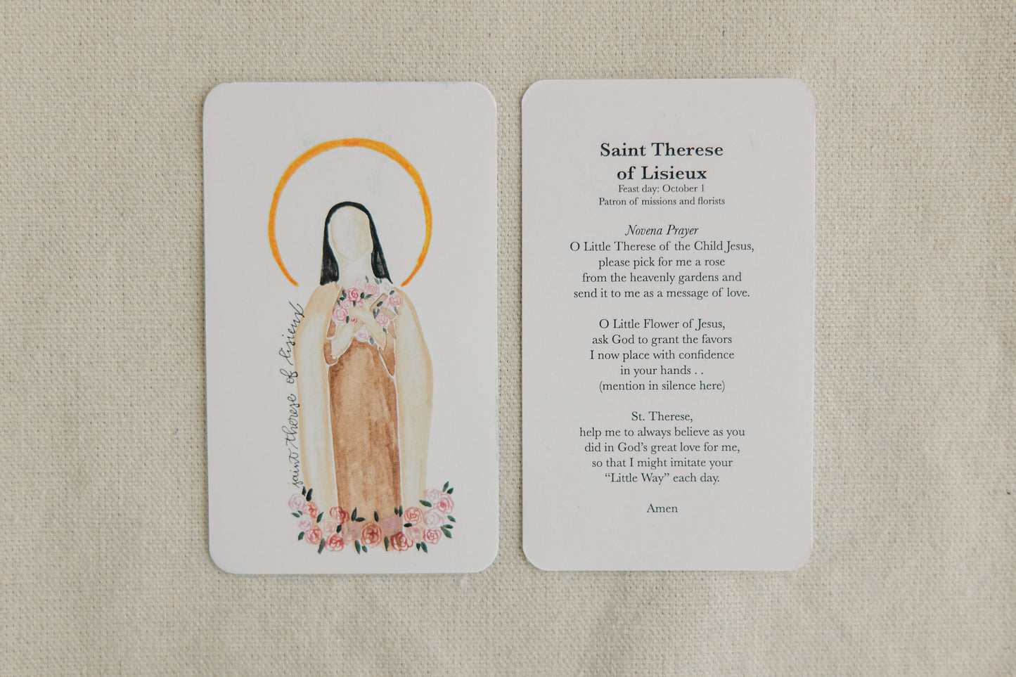 St. Therese of Lisieux Prayer Card