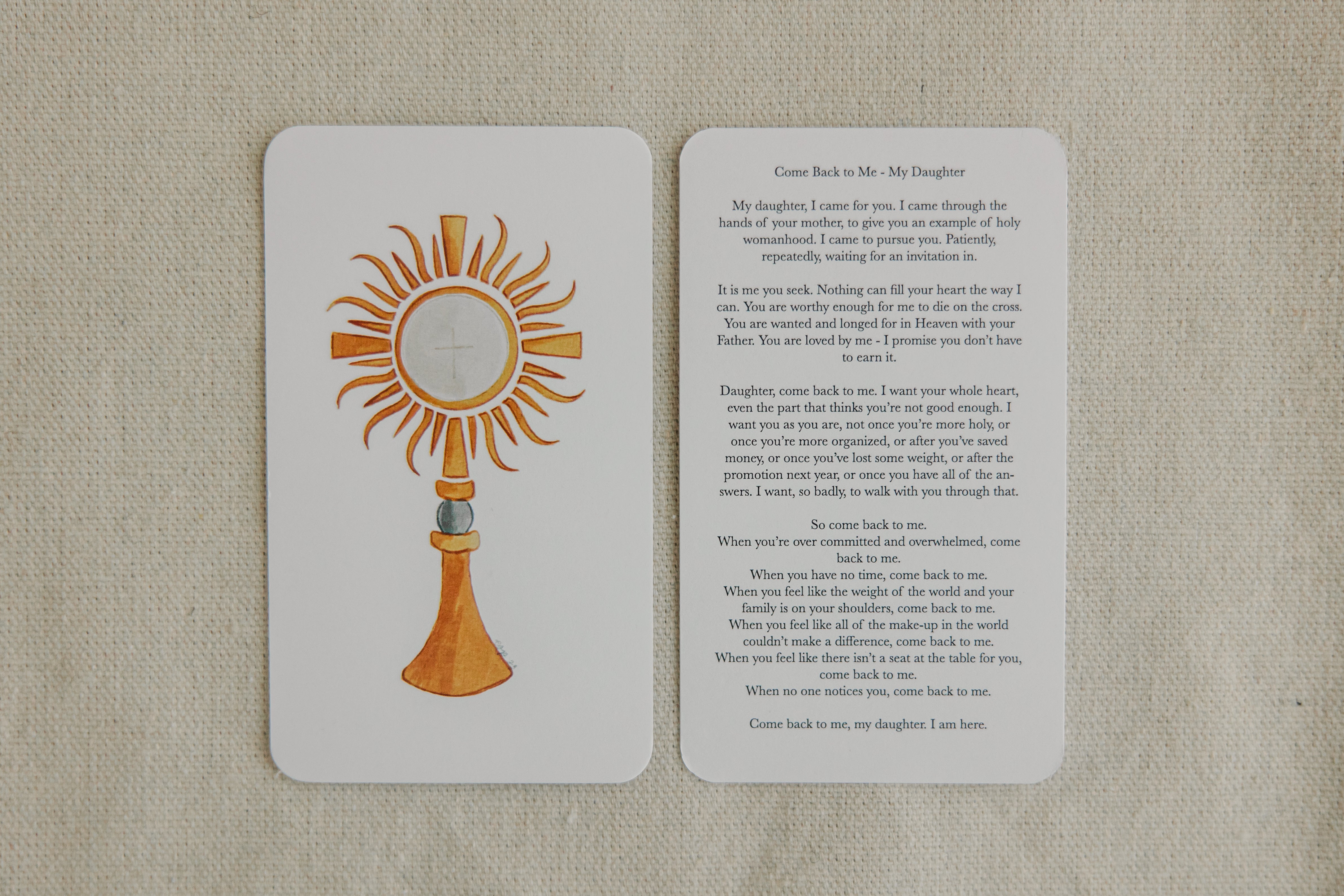 Embrily Pray My Daughter - Monstrance Prayer Card – Emily S Pitre