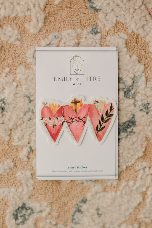 3 Hearts Sticker