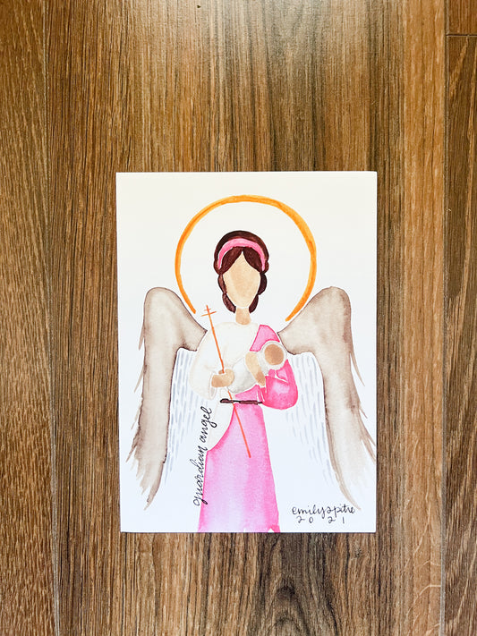 Pink Guardian Angel - 5x7 Print